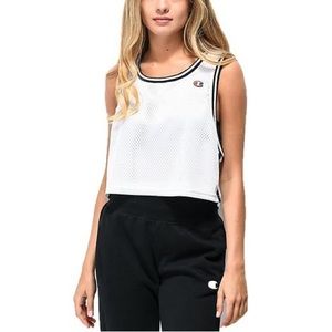 Champion white cropped jersey - athletic fitness tank top - medium